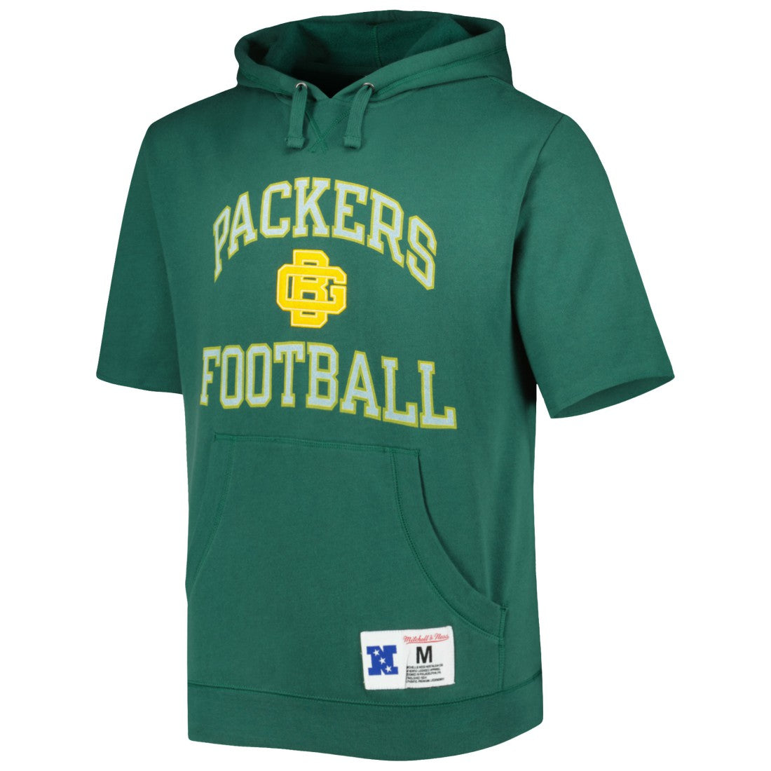 Mitchell & Ness Green Bay Packers Washed Short Sleeve Pullover Hoodie Green