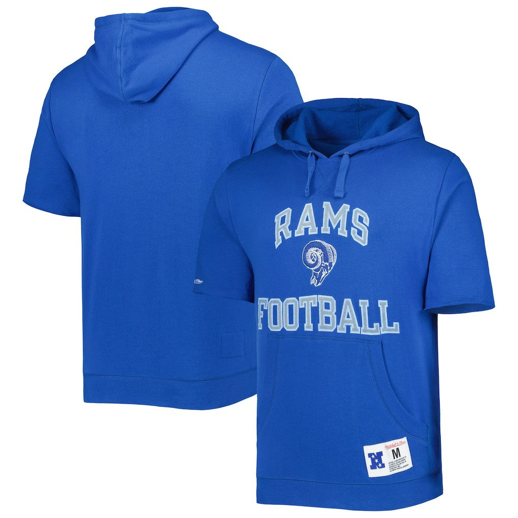 Mitchell & Ness Los Angeles Rams Washed Short Sleeve Pullover Hoodie Royal