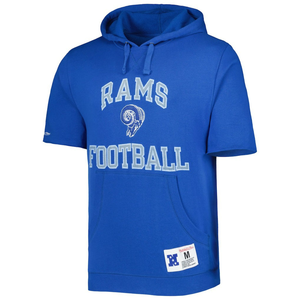 Mitchell & Ness Los Angeles Rams Washed Short Sleeve Pullover Hoodie Royal