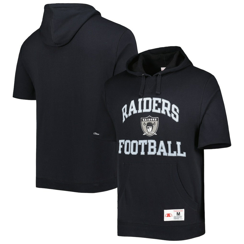 Mitchell & Ness Las Vegas Raiders Washed Short Sleeve Pullover Hoodie Black
