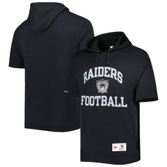 Mitchell & Ness Las Vegas Raiders Washed Short Sleeve Pullover Hoodie Black