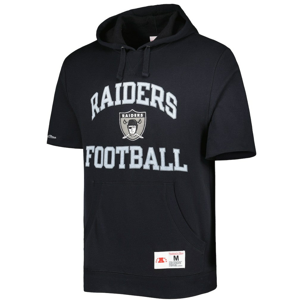 Mitchell & Ness Las Vegas Raiders Washed Short Sleeve Pullover Hoodie Black