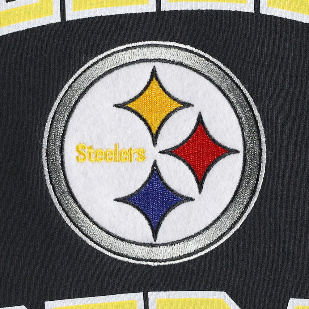 Mitchell & Ness Pittsburgh Steelers Washed Short Sleeve Pullover Hoodie Black