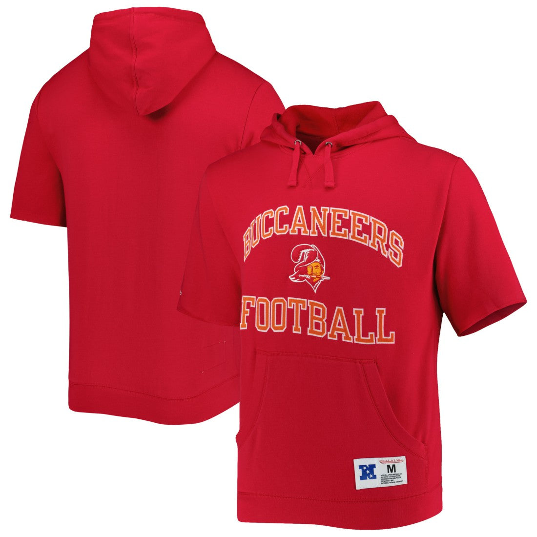 Mitchell & Ness Tampa Bay Buccaneers Washed Short Sleeve Pullover Hoodie Scarlet