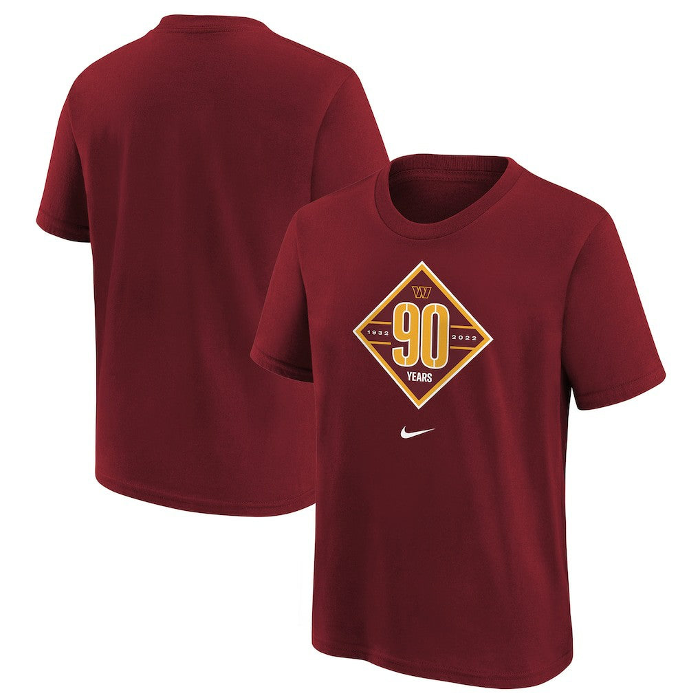 Nike Washington Commanders Youth 90th Anniversary Logo T-Shirt Burgundy