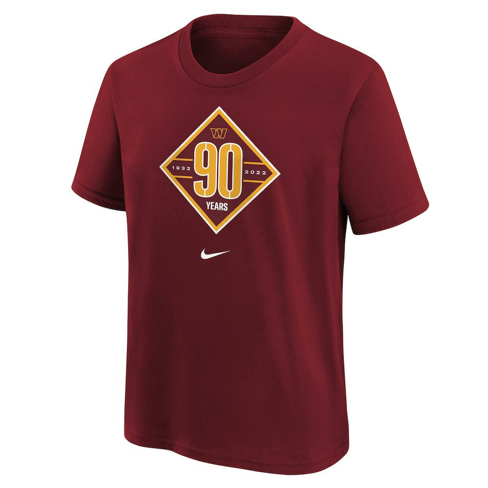 Nike Washington Commanders Youth 90th Anniversary Logo T-Shirt Burgundy