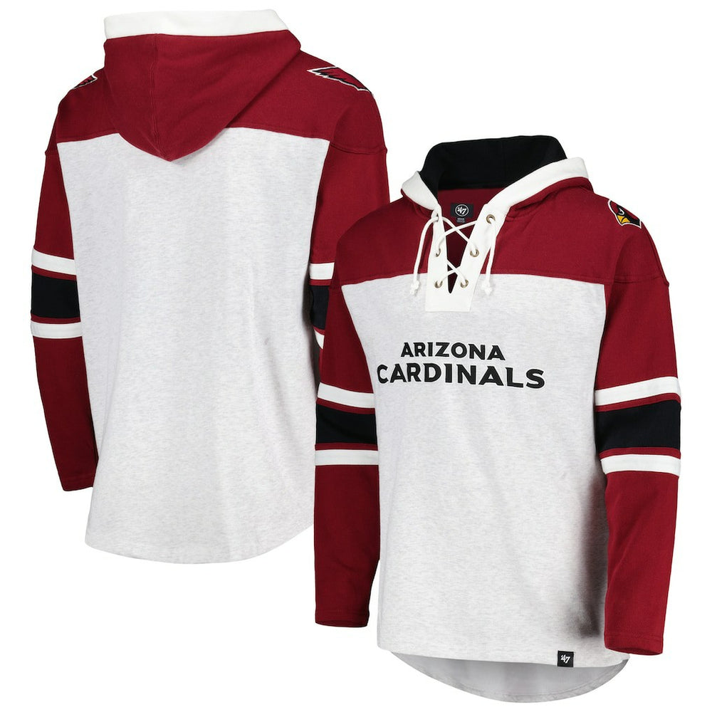 47 brand Arizona Cardinals '47 Gridiron Lace-Up Pullover Hoodie Heather Gray