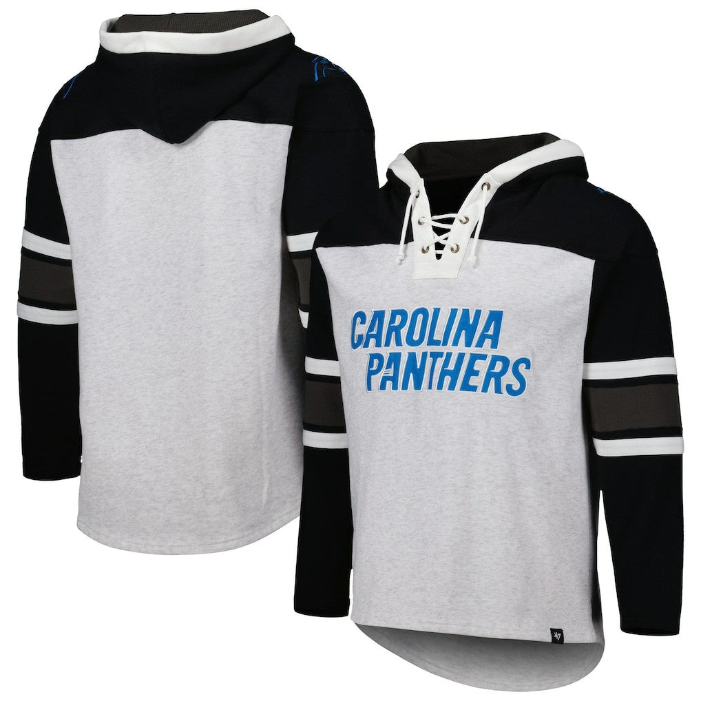 47 brand Carolina Panthers '47 Gridiron Lace-Up Pullover Hoodie Heather Gray