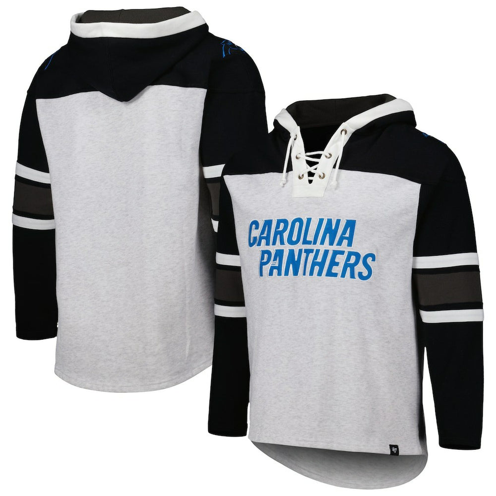 47 brand Carolina Panthers '47 Gridiron Lace-Up Pullover Hoodie Heather Gray