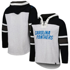 47 brand Carolina Panthers '47 Gridiron Lace-Up Pullover Hoodie Heather Gray