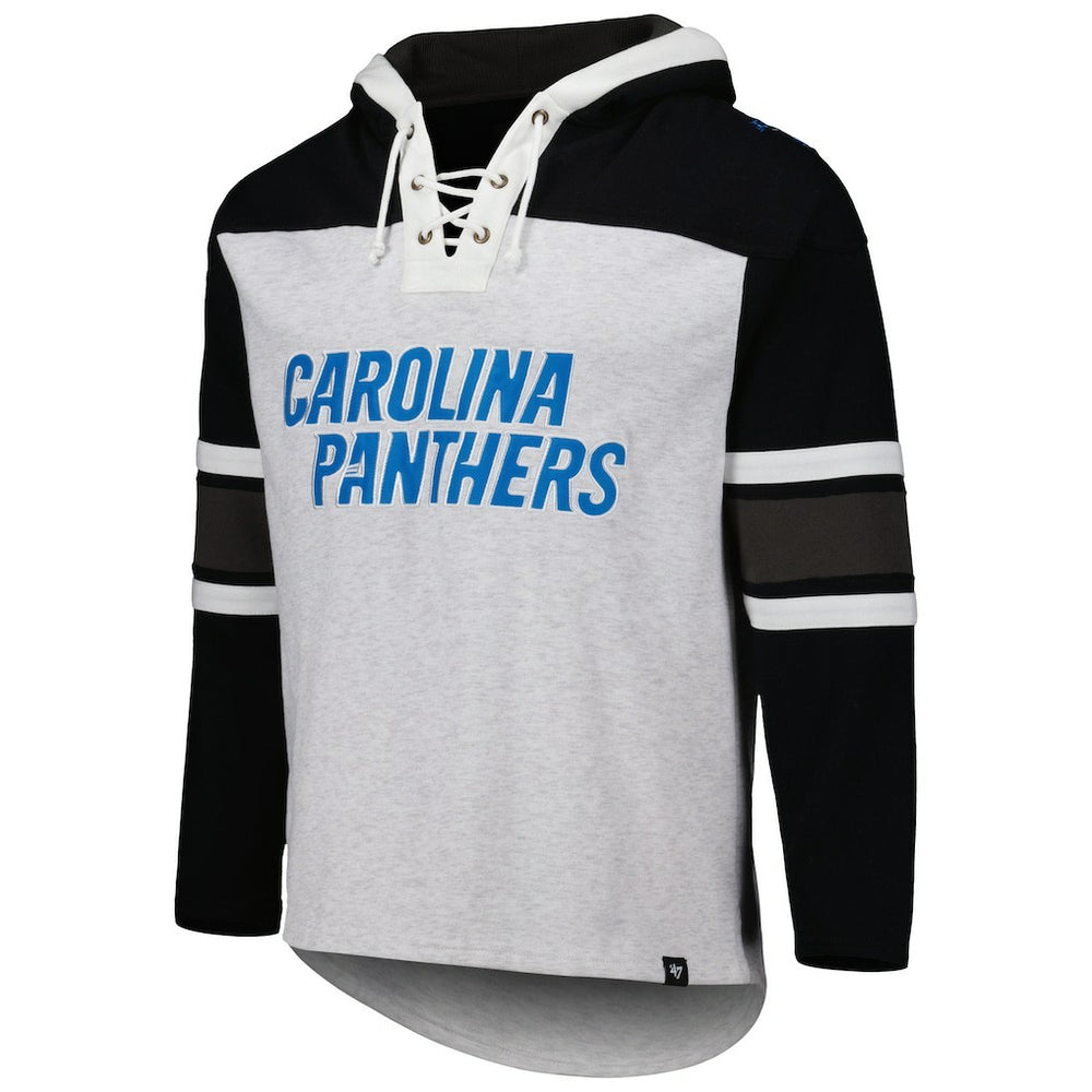 47 brand Carolina Panthers '47 Gridiron Lace-Up Pullover Hoodie Heather Gray