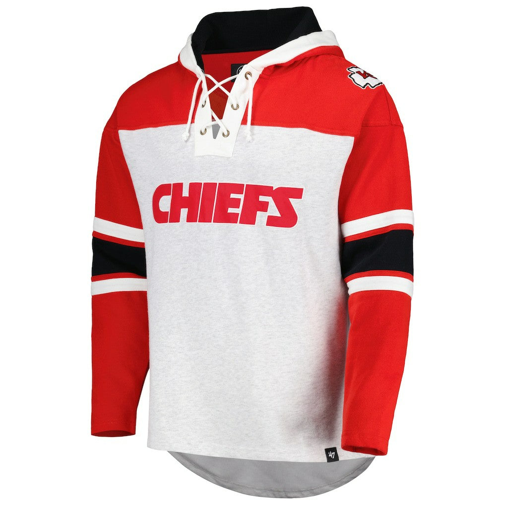 47 brand Kansas City Chiefs '47 Gridiron Lace-Up Pullover Hoodie Heather Gray