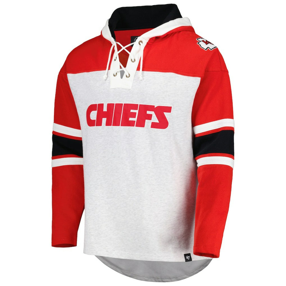 47 brand Kansas City Chiefs '47 Gridiron Lace-Up Pullover Hoodie Heather Gray