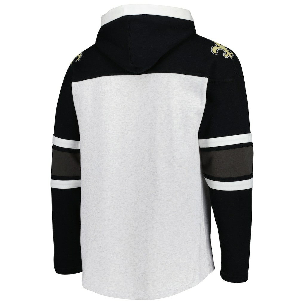 47 brand New Orleans Saints '47 Gridiron Lace-Up Pullover Hoodie Heather Gray