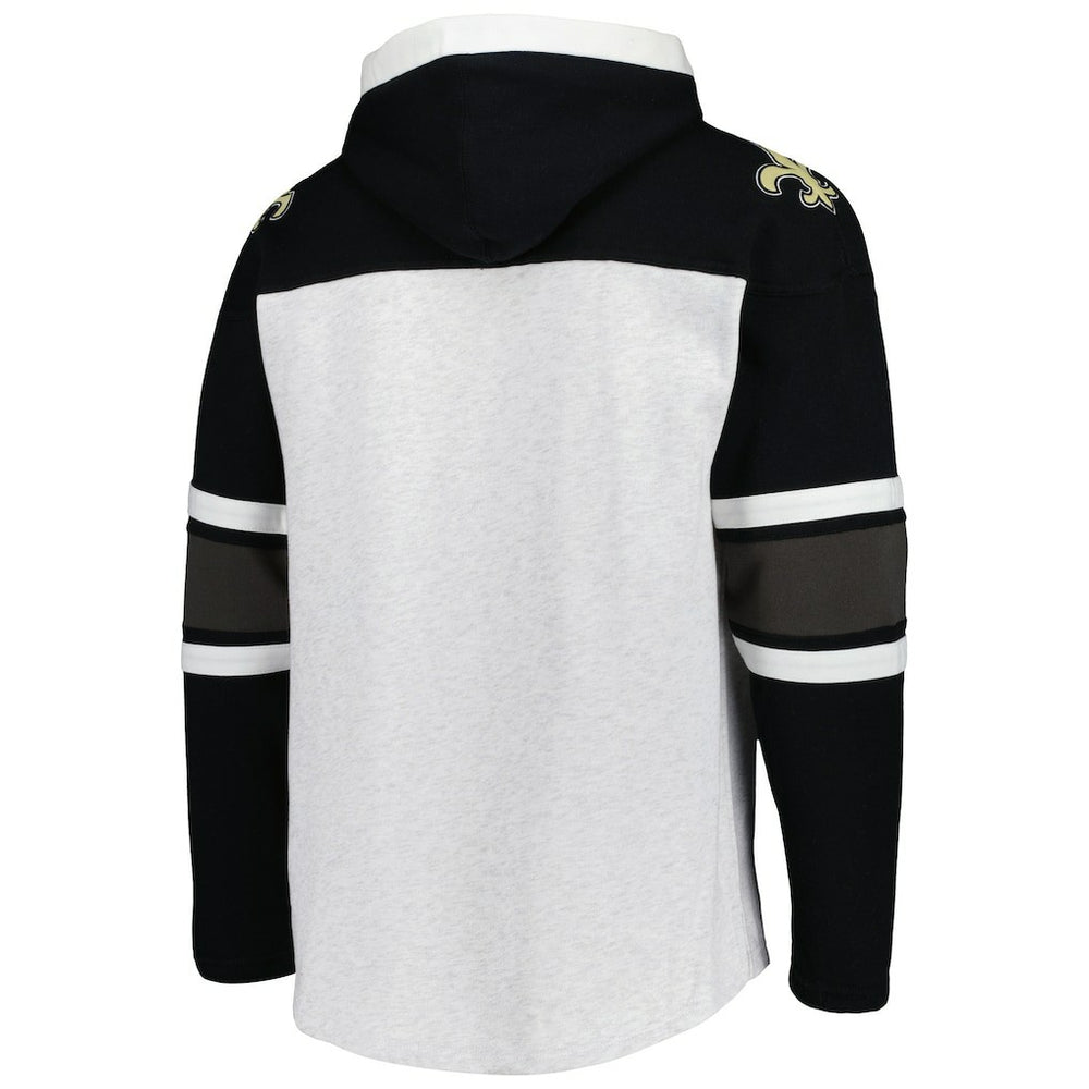 47 brand New Orleans Saints '47 Gridiron Lace-Up Pullover Hoodie Heather Gray