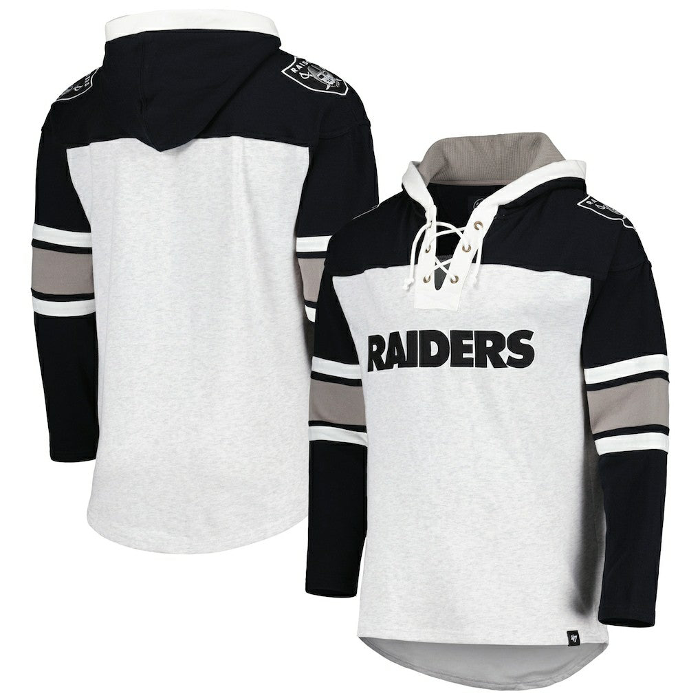 47 brand Las Vegas Raiders '47 Gridiron Lace-Up Pullover Hoodie Heather Gray