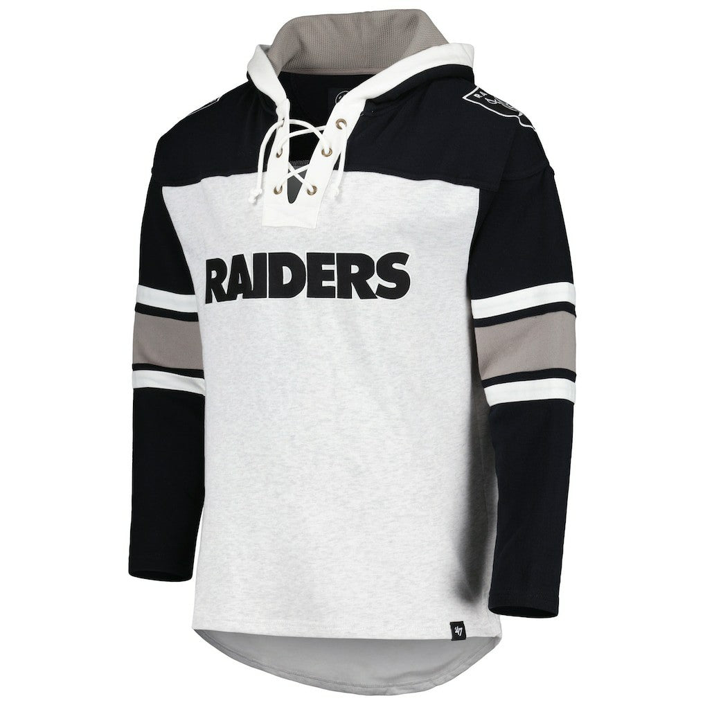 47 brand Las Vegas Raiders '47 Gridiron Lace-Up Pullover Hoodie Heather Gray