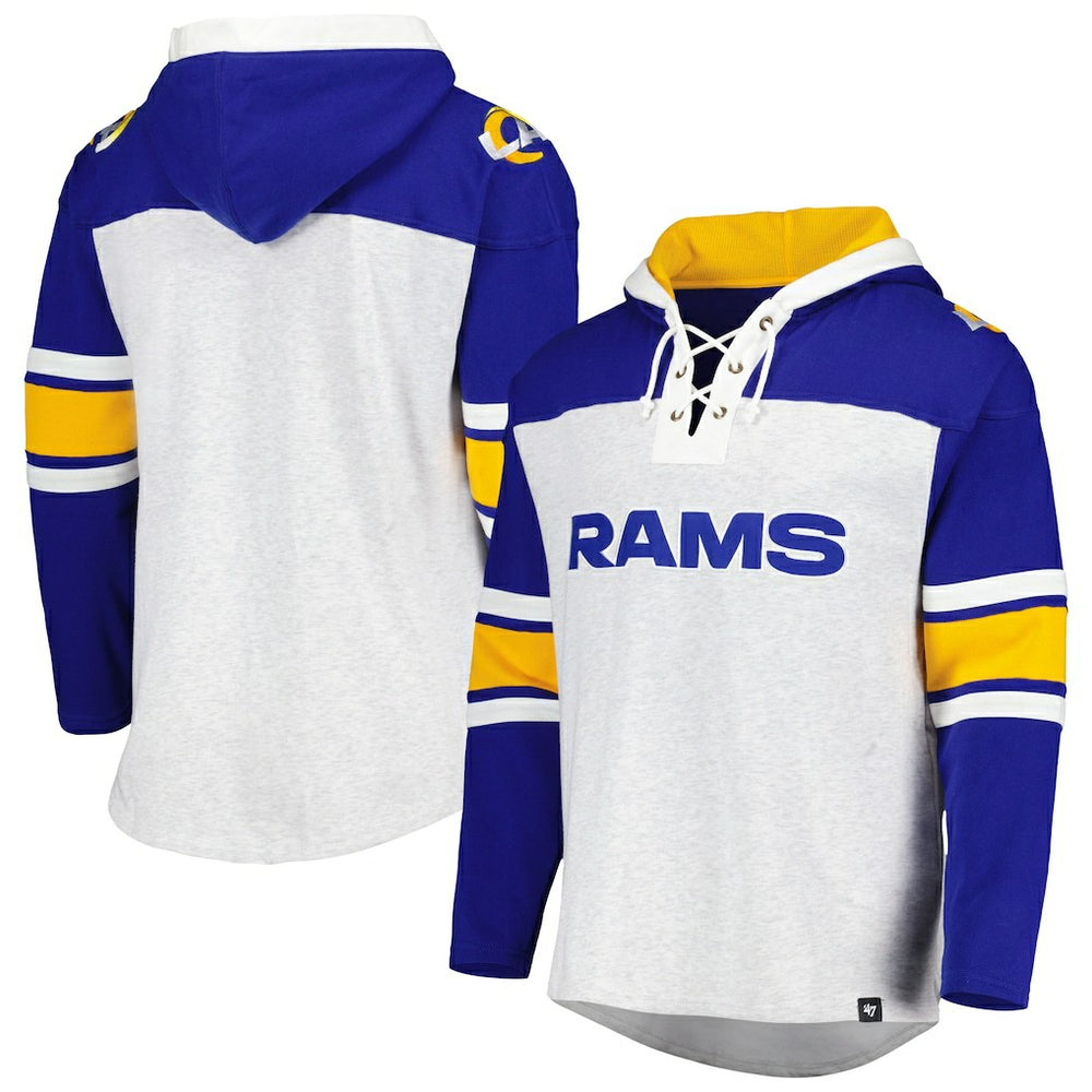 47 brand Los Angeles Rams '47 Gridiron Lace-Up Pullover Hoodie Heather Gray