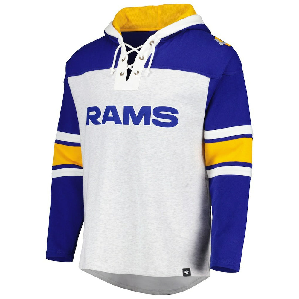 47 brand Los Angeles Rams '47 Gridiron Lace-Up Pullover Hoodie Heather Gray