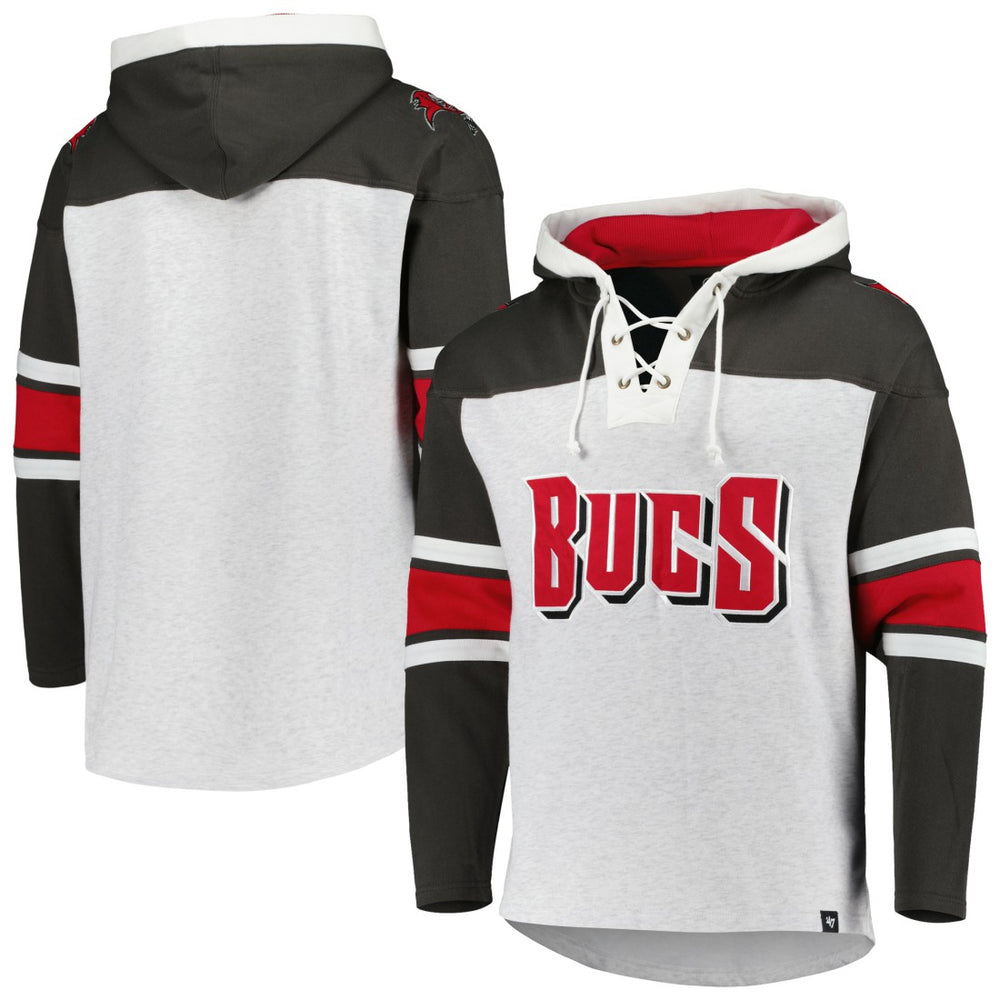 47 brand Tampa Bay Buccaneers '47 Gridiron Lace-Up Pullover Hoodie Heather Gray