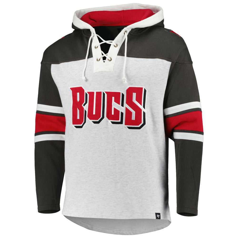 47 brand Tampa Bay Buccaneers '47 Gridiron Lace-Up Pullover Hoodie Heather Gray