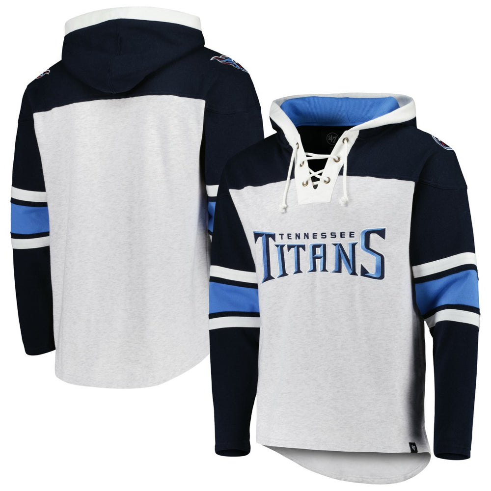 47 brand Tennessee Titans '47 Gridiron Lace-Up Pullover Hoodie Heather Gray