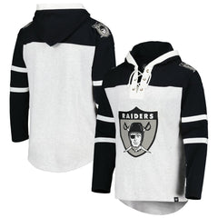 47 brand Las Vegas Raiders '47 Historic Logo Gridiron Lace-Up Pullover Hoodie Heather Gray
