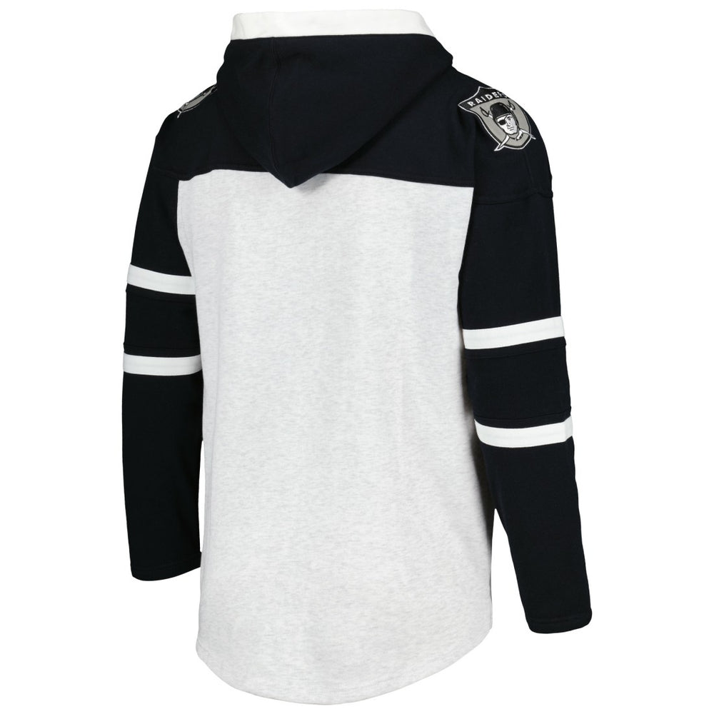 47 brand Las Vegas Raiders '47 Historic Logo Gridiron Lace-Up Pullover Hoodie Heather Gray