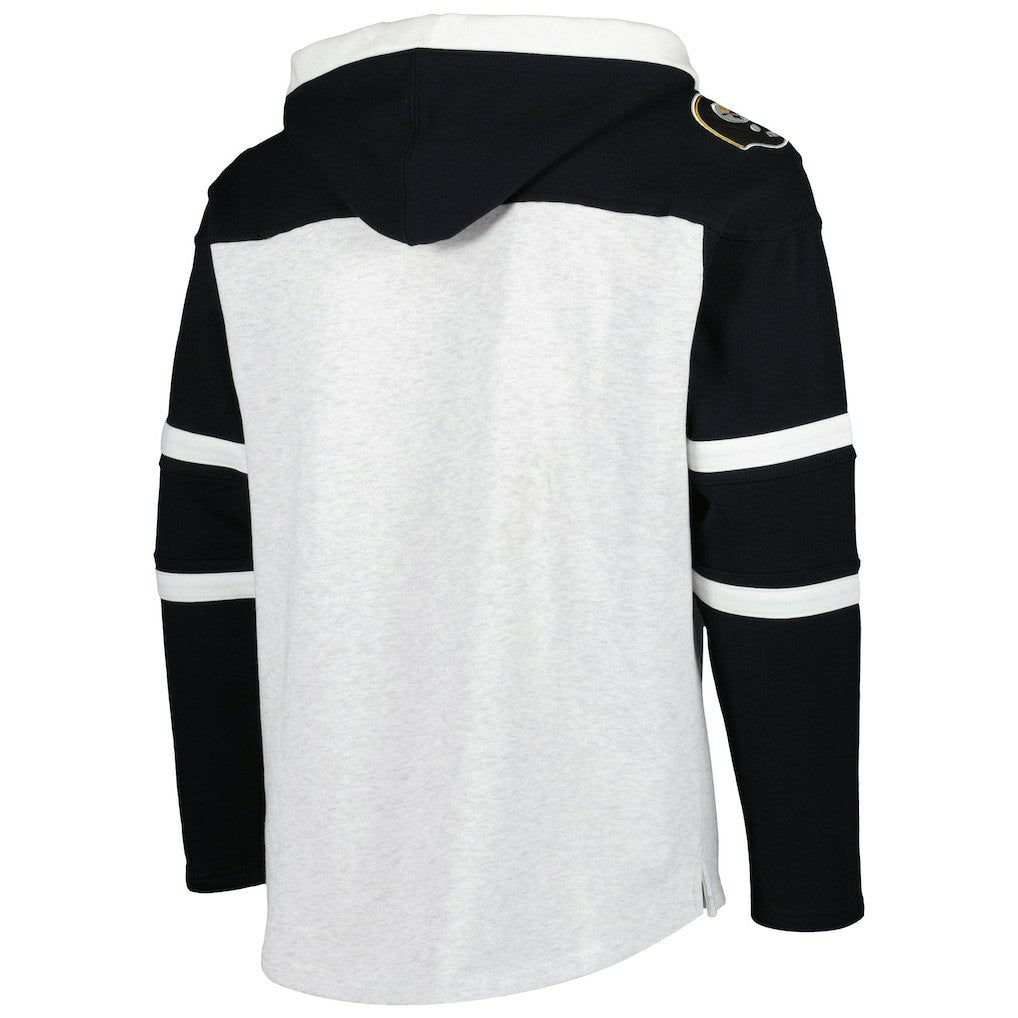 47 brand Pittsburgh Steelers '47 Historic Logo Gridiron Lace-Up Pullover Hoodie Heather Gray