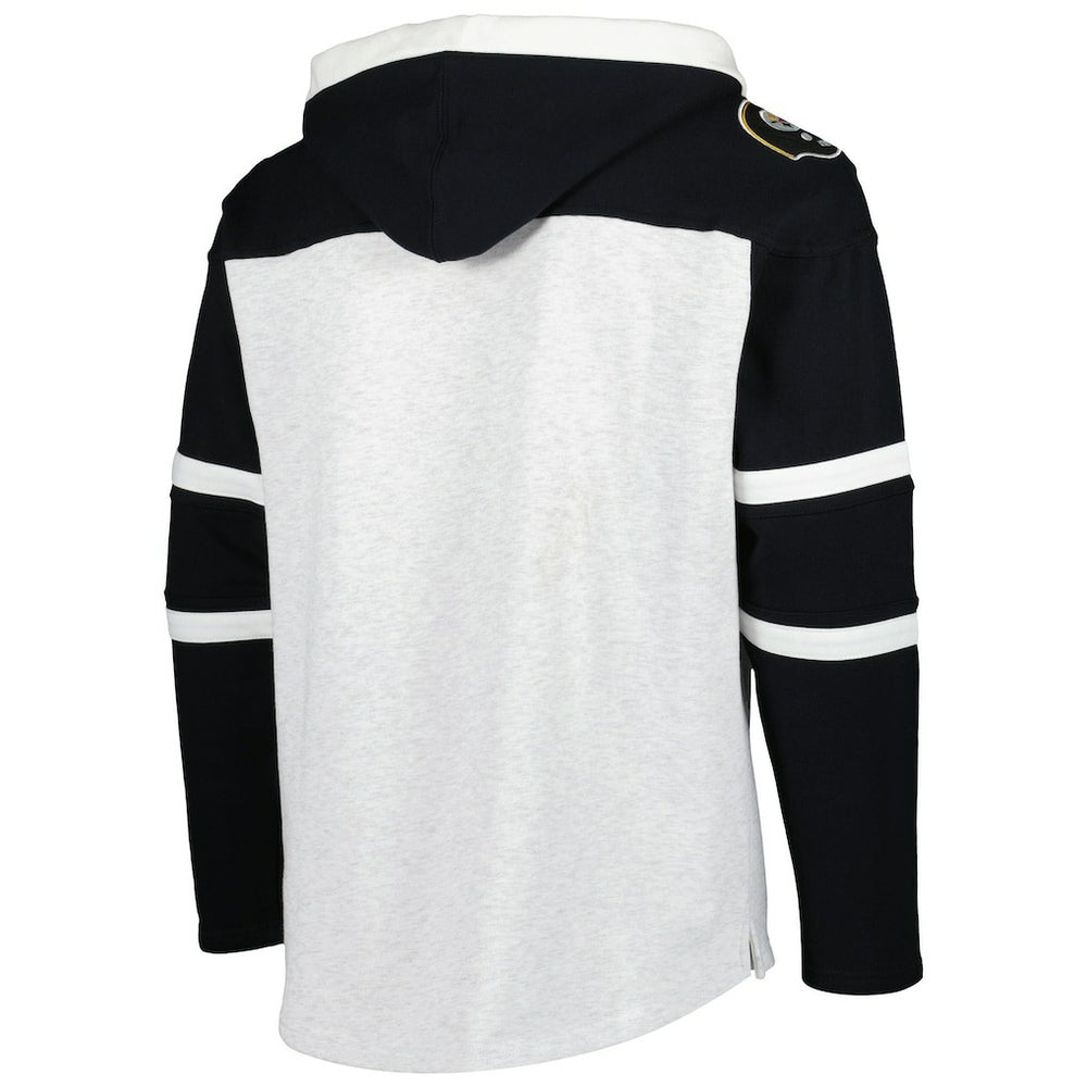 47 brand Pittsburgh Steelers '47 Historic Logo Gridiron Lace-Up Pullover Hoodie Heather Gray