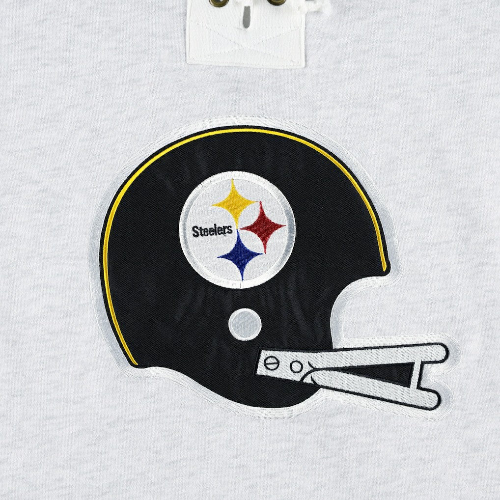 47 brand Pittsburgh Steelers '47 Historic Logo Gridiron Lace-Up Pullover Hoodie Heather Gray