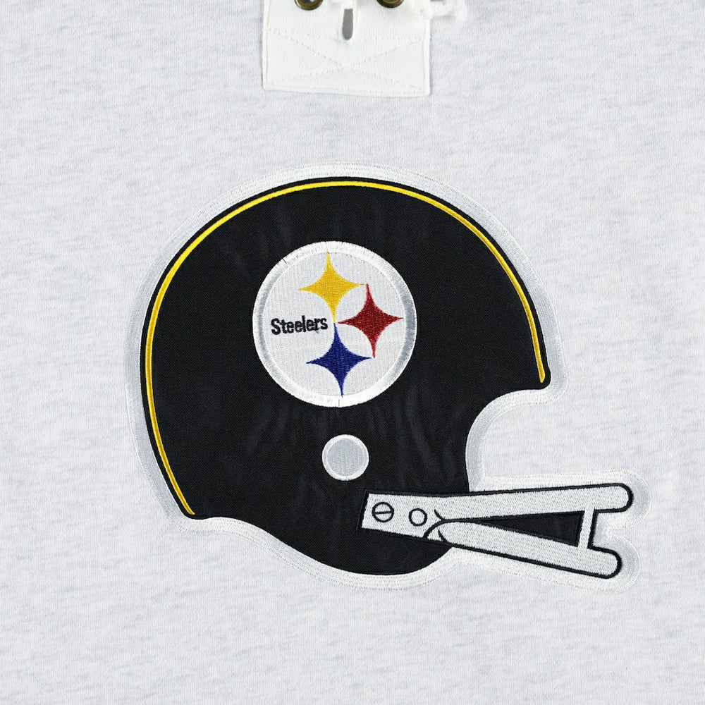 47 brand Pittsburgh Steelers '47 Historic Logo Gridiron Lace-Up Pullover Hoodie Heather Gray