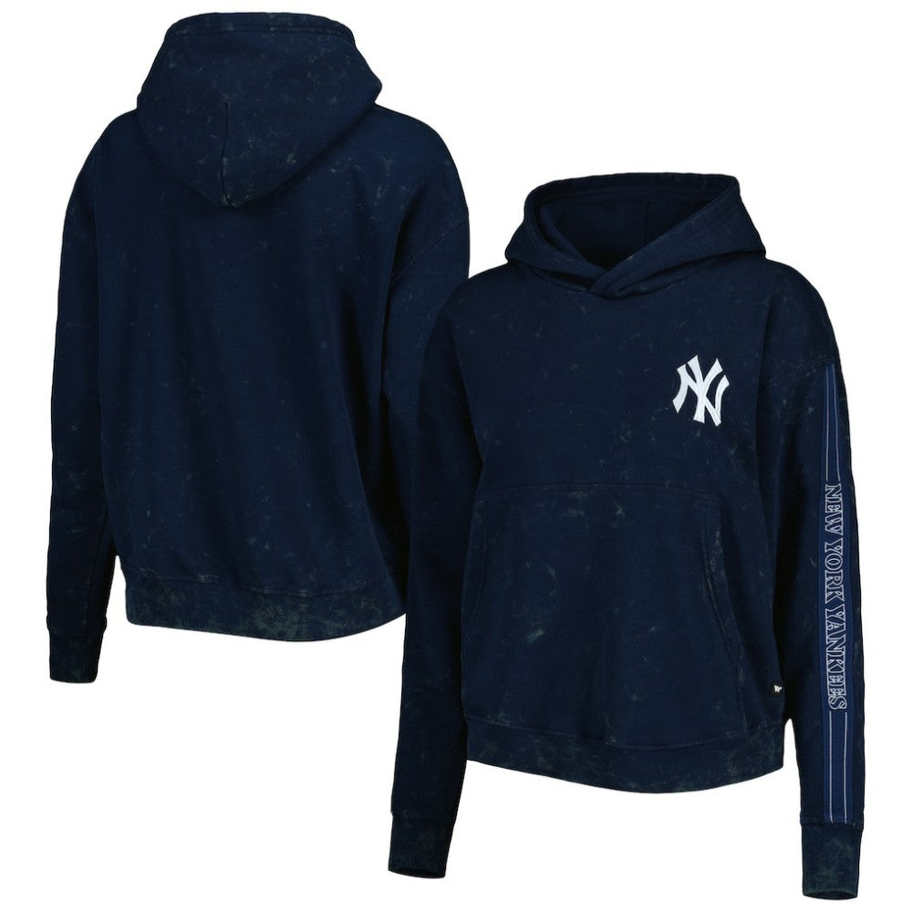 New York Yankees The Wild Collective Women's Marble Pullover Hoodie - Navy - MLB Discount