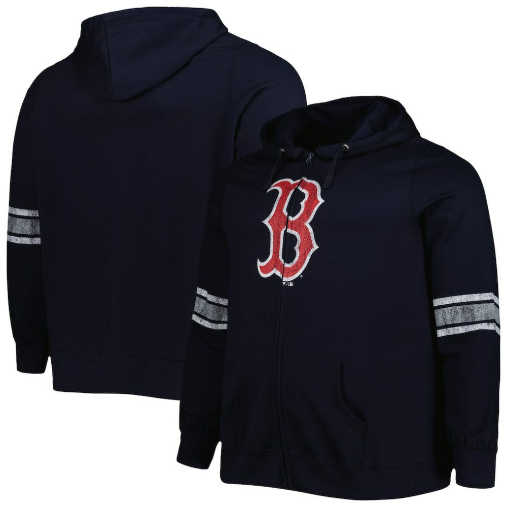 Boston Red Sox Women's Plus Size Front Logo Full-Zip Hoodie - Navy/Heather Gray - MLB on Sale