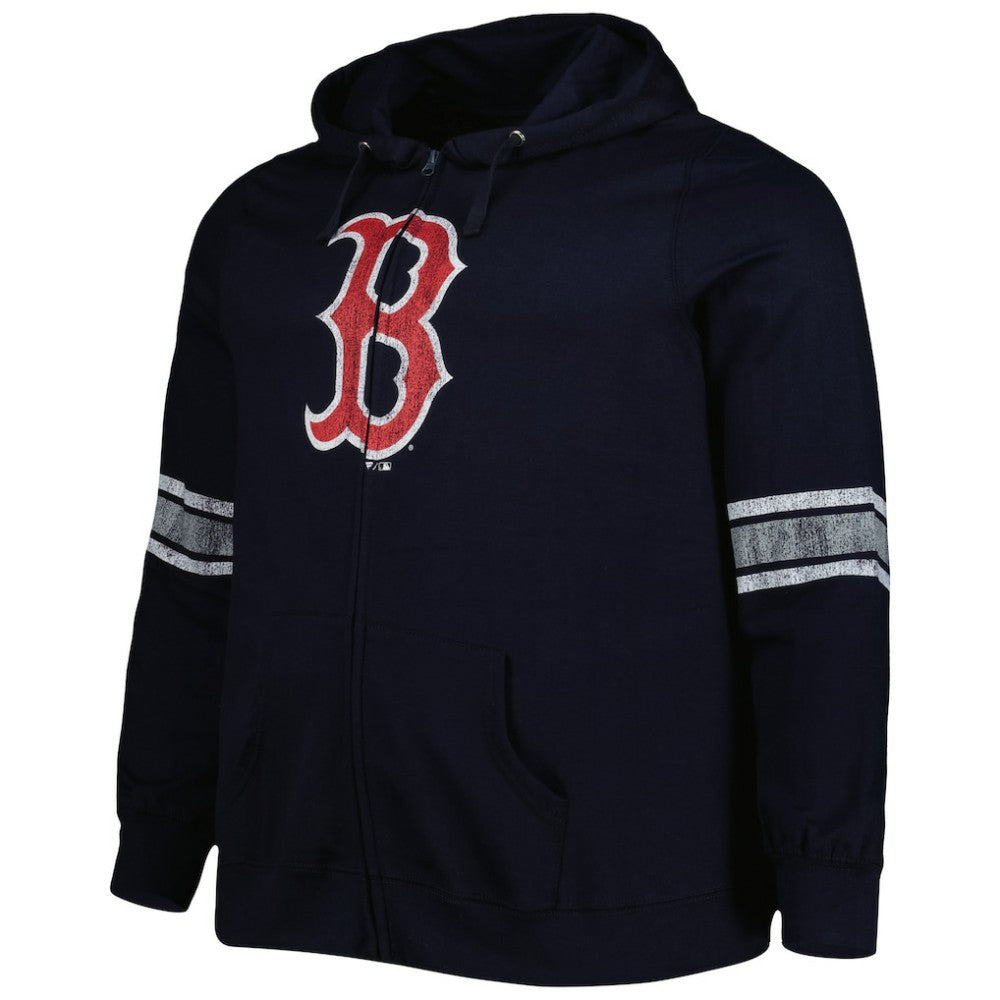 Boston Red Sox Women's Plus Size Front Logo Full-Zip Hoodie - Navy/Heather Gray - MLB on Sale