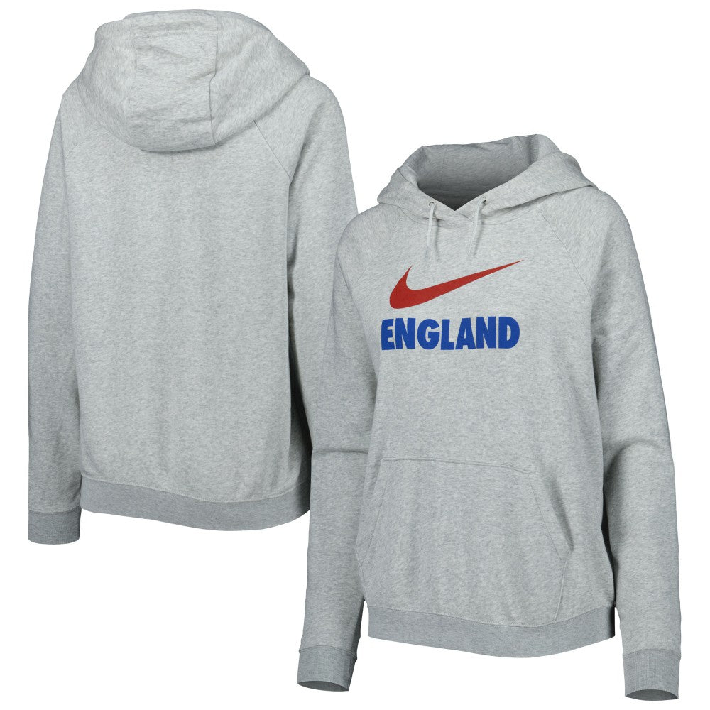 England National Team Women's Lockup Varsity Fleece Raglan Pullover Hoodie Heather Gray - Nike for sale