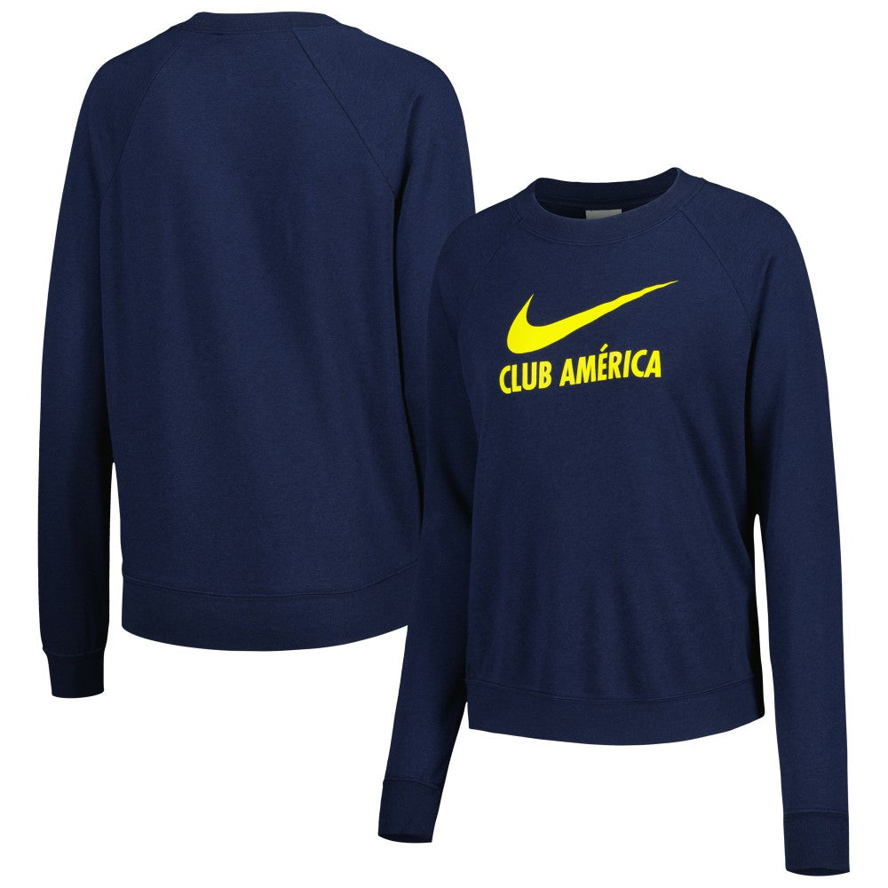 Club America Women's Lockup Varsity Tri-Blend Raglan Pullover Sweatshirt Navy - Nike