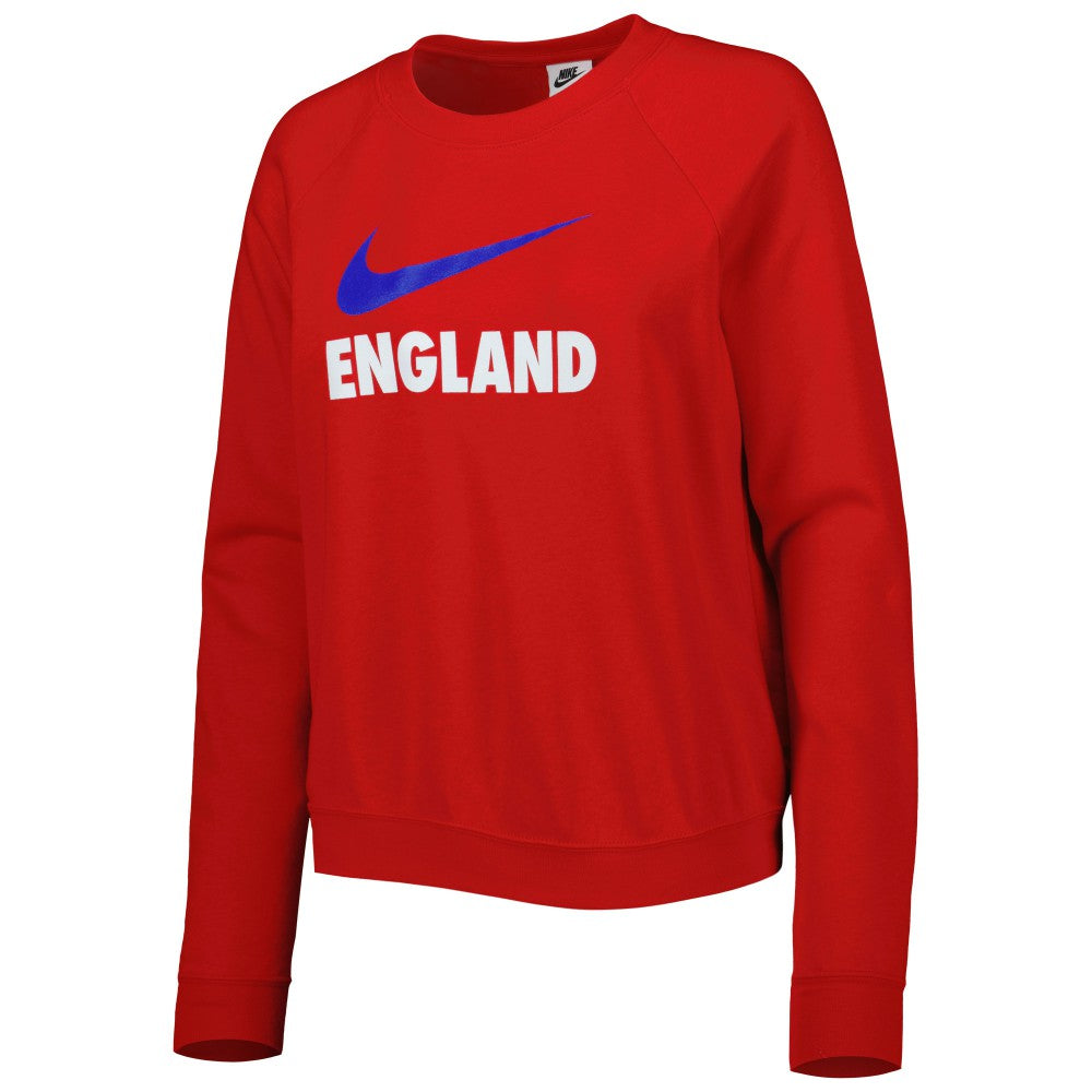 England National Team Women's Lockup Varsity Tri-Blend Raglan Pullover Sweatshirt Red - Nike Discount