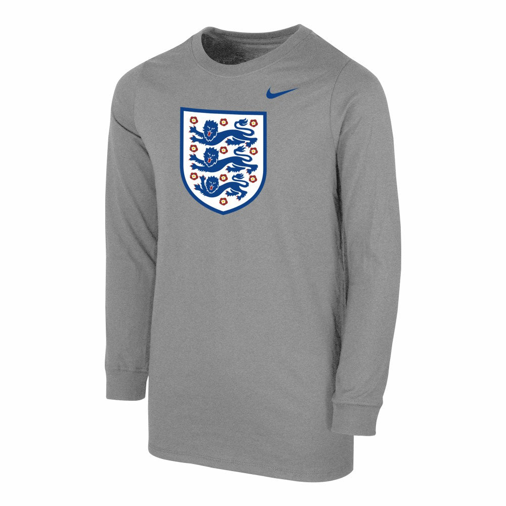 England National Team Youth Core Long Sleeve T-Shirt Heather Gray - Nike for sale