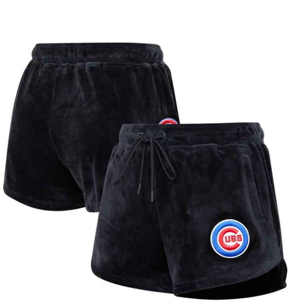Chicago Cubs Pro Standard Women's Classic Velour Lounge Shorts - Black - MLB Lifestyle