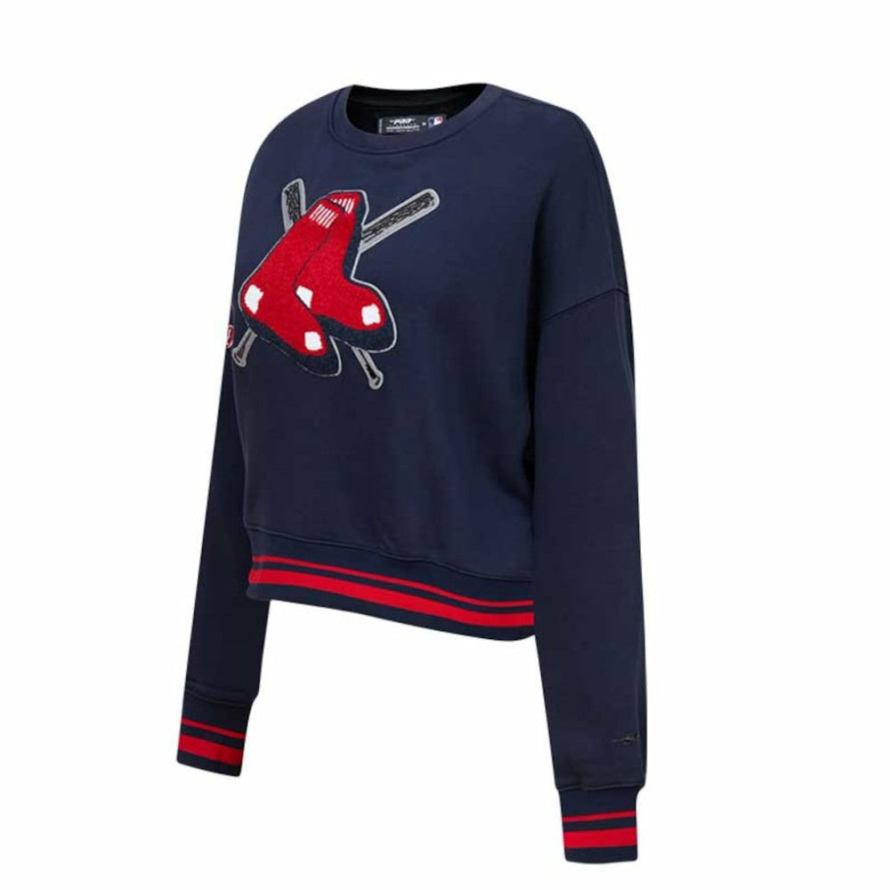 Boston Red Sox Pro Standard Women's Mash Up Pullover Sweatshirt - Navy - MLB on Sale