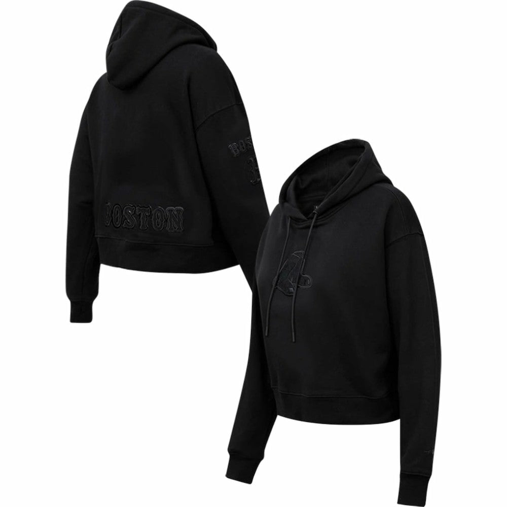Boston Red Sox Pro Standard Women's Triple Black Cropped Pullover Hoodie - MLB Discount