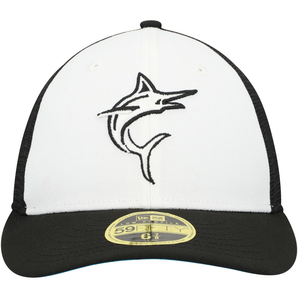 Miami Marlins New Era 2023 On-Field Batting Practice Low Profile 59FIFTY Fitted Hat - Black/White - New Era Lifestyle