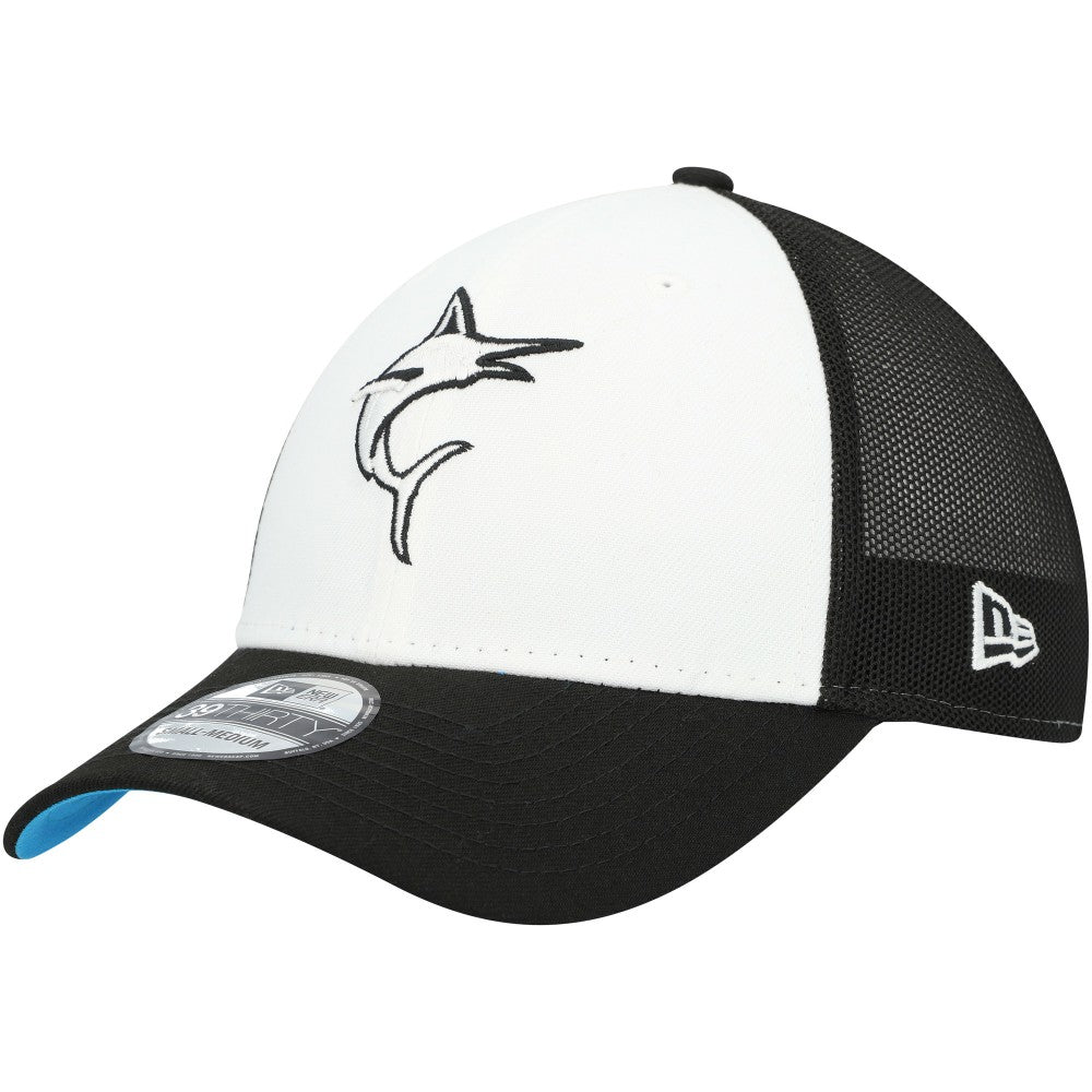 Miami Marlins New Era 2023 On-Field Batting Practice 39THIRTY Flex Hat - Black/White - New Era on Sale