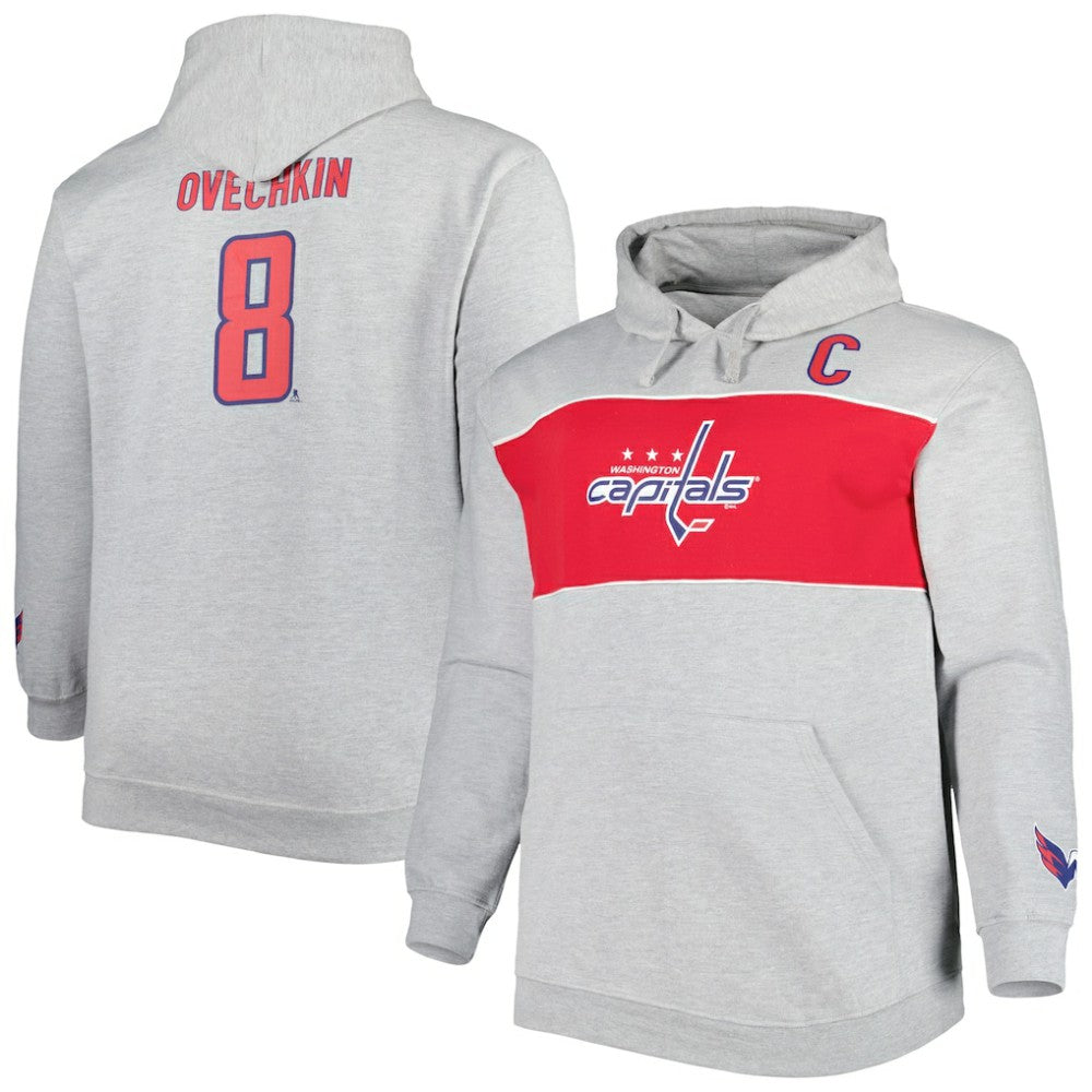 Alexander Ovechkin Washington Capitals Big & Tall Player Pullover Hoodie - Heather Gray - NHL 4992920