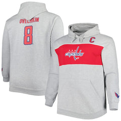 Alexander Ovechkin Washington Capitals Big & Tall Player Pullover Hoodie - Heather Gray - NHL 4992920