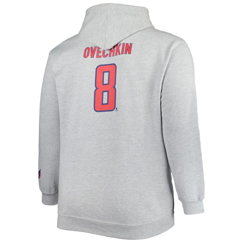 Alexander Ovechkin Washington Capitals Big & Tall Player Pullover Hoodie - Heather Gray - NHL 4992920