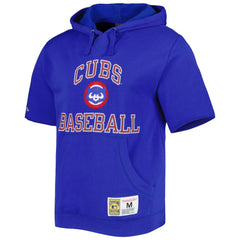 Chicago Cubs Mitchell & Ness Cooperstown Collection Washed Fleece Pullover Short Sleeve Hoodie - Royal - Mitchell & Ness Sale