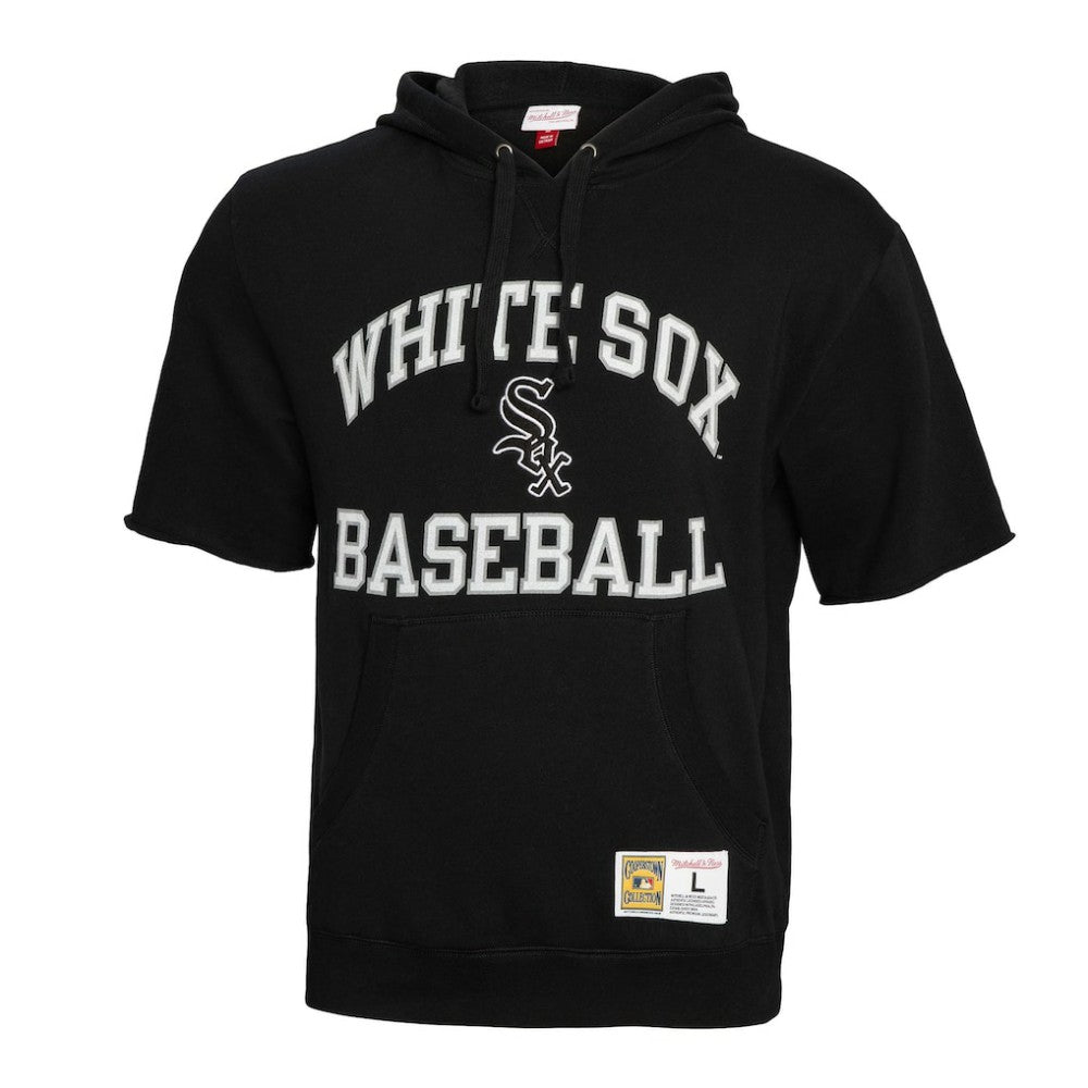 Chicago White Sox Mitchell & Ness Cooperstown Collection Washed Fleece Pullover Short Sleeve Hoodie - Black - Mitchell & Ness Discount