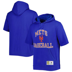 New York Mets Mitchell & Ness Cooperstown Collection Washed Fleece Pullover Short Sleeve Hoodie - Royal - Mitchell & Ness Sale